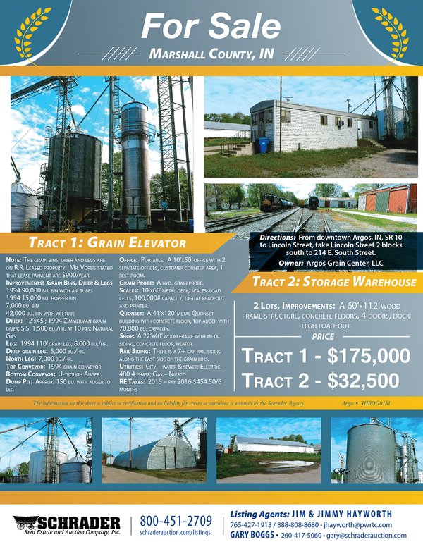 Listing brochure cover - Grain Elevator (SOLD - 9/9/16) Storage Warehouse Still Available